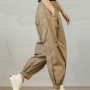 Women Casual Loose Cotton Ankle-length Pants All-matched Elastic Waist Harem Pants