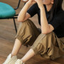 Women Casual Loose Cotton Ankle-length Pants All-matched Elastic Waist Harem Pants