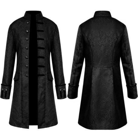 Adult Men Gothic Halloween Steampunk Trench Coat Victorian Costume Frock Cosplay Men‘s Vintage Tailcoat Jacket Outfit