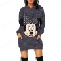 Disney Minnie Mickey Mouse Women's Dress 3D Dye Print Fashion Fall Winter Hoodie Casual Sexy Dress Loose Cartoon Kawaii Dress