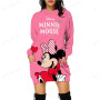 Disney Minnie Mickey Mouse Women's Dress 3D Dye Print Fashion Fall Winter Hoodie Casual Sexy Dress Loose Cartoon Kawaii Dress