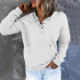 Women Hooded Hoodie Pullover Sweatshirt Female Hoodie Button Design Pocket Autumn Ladies SolidColor Beam Cuffs Hooded Sweatshirt