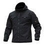 Men Tactical Soft Shell Fleece Jacket Military Camouflage Multi Pockets Hood Fall Warm Black Jacket Outdoor Coat Plus Size