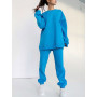 Women Tracksuit Two Piece Set Casual Solid Color Long Sleeved Sweater Trousers