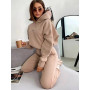 Women 2 Piece Set Sweatshirt Suit Solid Long Sleeve Hooded Top Elastic Waist Pant Tracksuit