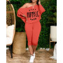 Women 2 Pieces Sets Batwing Sleeve Letter Print Crop Top and Drawstring Pants Sets