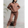 Women Two Piece Set Zipper Coat + Casual Pants Tracksuit Jacket Fashion Contrast Sport Wear Set