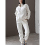 Women Two Piece Set Zipper Coat + Casual Pants Tracksuit Jacket Fashion Contrast Sport Wear Set