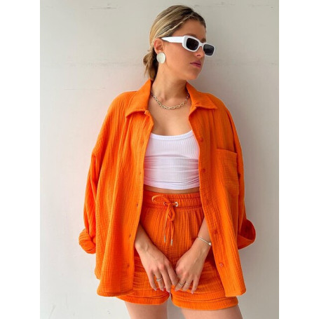 Fashion Chic Pleated Lapel Shirts Sets Long Sleeve Blouses With High Waist Shorts Sets Plus Size Loose Women Casual Suits