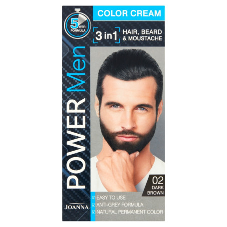 Power Men Color Cream 3in1 farba do włosów brody i wąsów 02