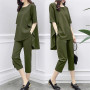 Women Large Size 5xl 2 Piece Set Casual tops+pants Costume Suit