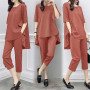 Women Large Size 5xl 2 Piece Set Casual tops+pants Costume Suit