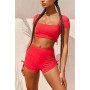 Women Cut Out Back Mini Tee and Ruched Shorts Matching Two 2Piece Set Outfit