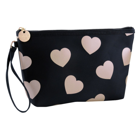 Romantic Hearts kosmetyczka średnia Czarna