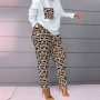 Women Printing Pocket Loungewear Set O-Neck Long Sleeve Pencil Pants Outfit Streetwear