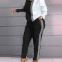 Women Printing Pocket Loungewear Set O-Neck Long Sleeve Pencil Pants Outfit Streetwear