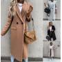 Women Plus size Simple Wool Maxi Long Coat Robe Outerwear