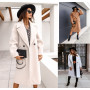 Women Long Sleeve Casual Oversize Outwear Jackets Coat Solid Color Plus Size Woolen Blends Warm Coat