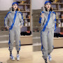 Women 2-piece New Color Matching Hooded Sports And leisure Suit diagonal zipper loose jacket + pants