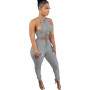 Women 2 Two Piece Set Fashion Casual Sleeveless Vest High-waisted Skinny Pants Suit Matching Sets Outfits