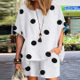 Women Casual Matching Sets O-Neck Half Sleeve Polka Dots Printed Blouse+Shorts Fashion