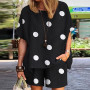 Women Casual Matching Sets O-Neck Half Sleeve Polka Dots Printed Blouse+Shorts Fashion