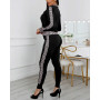 Women Two Piece Set Outfits Tracksuit Zipper Top And Pants Casual Sport Suit