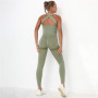 Women Seamless Gym Sets Sleeveless Clothing With Padded Back Strap Cross Sport Sets Yoga Jumpsuit Fitness Rompers