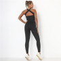 Women Seamless Gym Sets Sleeveless Clothing With Padded Back Strap Cross Sport Sets Yoga Jumpsuit Fitness Rompers