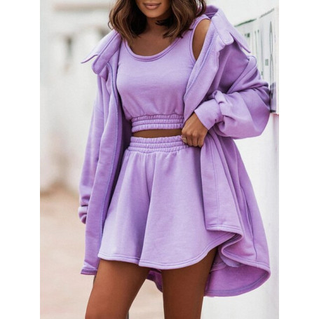Women Loungewear Matching Sets Solid Cardigan Top Vest Shorts Outfit Simple Suit Streetwear