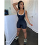 Women Playsuit Sexy Sleeveless Bodycon Solid Skinny Fit Jumpsuit Gym Fitness Leotard Romper
