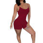 Women Playsuit Sexy Black/Red Thin Sling Backless Bodycon Skinny Casual Rompers Streetwear