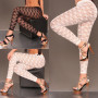 Women Leggings Sexy Floral Print Stylish Skinny Lace Hollow Out See-Through Elastic Bodycon Black White Hot Trousers