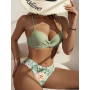 Three Pieces Bikinis Set Cover Up Women Floral Print Push Up Twist Swimsuit 2023 Female Long Sleeve Beach Bathing Suit Swimwear
