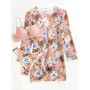 Three Pieces Bikinis Set Cover Up Women Floral Print Push Up Twist Swimsuit 2023 Female Long Sleeve Beach Bathing Suit Swimwear