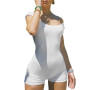 Women Romper Backless Bodycon Short Sleeve White Tight Slim Leotard Jumpsuit