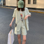 Women 2 Piece Loose Short Set With Blazer Thin Short-sleeved Casual Office Ladies Suits