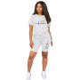 Women Fashion Sexy T-shirt + Shorts 2 Piece Set Slim Fit Outfit Suits