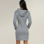 Women's Fashion Casual Hooded Dresses Long Sleeve Pullover Sweater Slim Type High Collar Dress