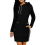 Women's Fashion Casual Hooded Dresses Long Sleeve Pullover Sweater Slim Type High Collar Dress