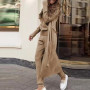 Women Fashion Solid 3 Piece Set Casual Belt Long Pocket Cardigan Sleeveless Turtleneck Tops And Long Pants Outfit