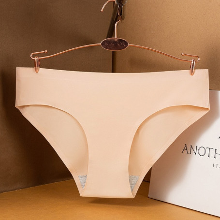 Women Seamless Panties Silk Satin Breathable Underwear Solid Color Comfortable Briefs Sexy Lingerie Panty