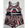 Women Casual Leopard Print Fashion Elastic Sports Sleeveless Vest Shorts Two Piece Set