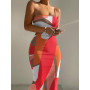 Women Casual Plants Print One Shoulder Cutout Bodycon Maxi Dress