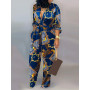 Women Abstract Print Button Front Belted Jumpsuit Casual Pieces