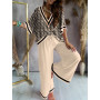 Women Casual Outfits V-Neck Batwing Sleeve Top & Casual Pants Set Of Two