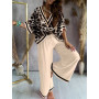 Women Casual Outfits V-Neck Batwing Sleeve Top & Casual Pants Set Of Two