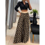 Women Outfits Geometric Print High Waist Wide Leg Pants Fashion Casual Elegant