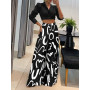 Women Outfits Geometric Print High Waist Wide Leg Pants Fashion Casual Elegant