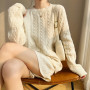 Women New Loose Casual Knitted Sweater and Shorts Solid Color Suit